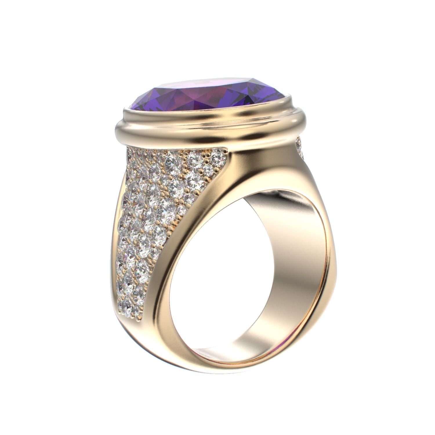 Signature Ring - Amethyst & Diamond - 9ct Gold - BeckonJewel