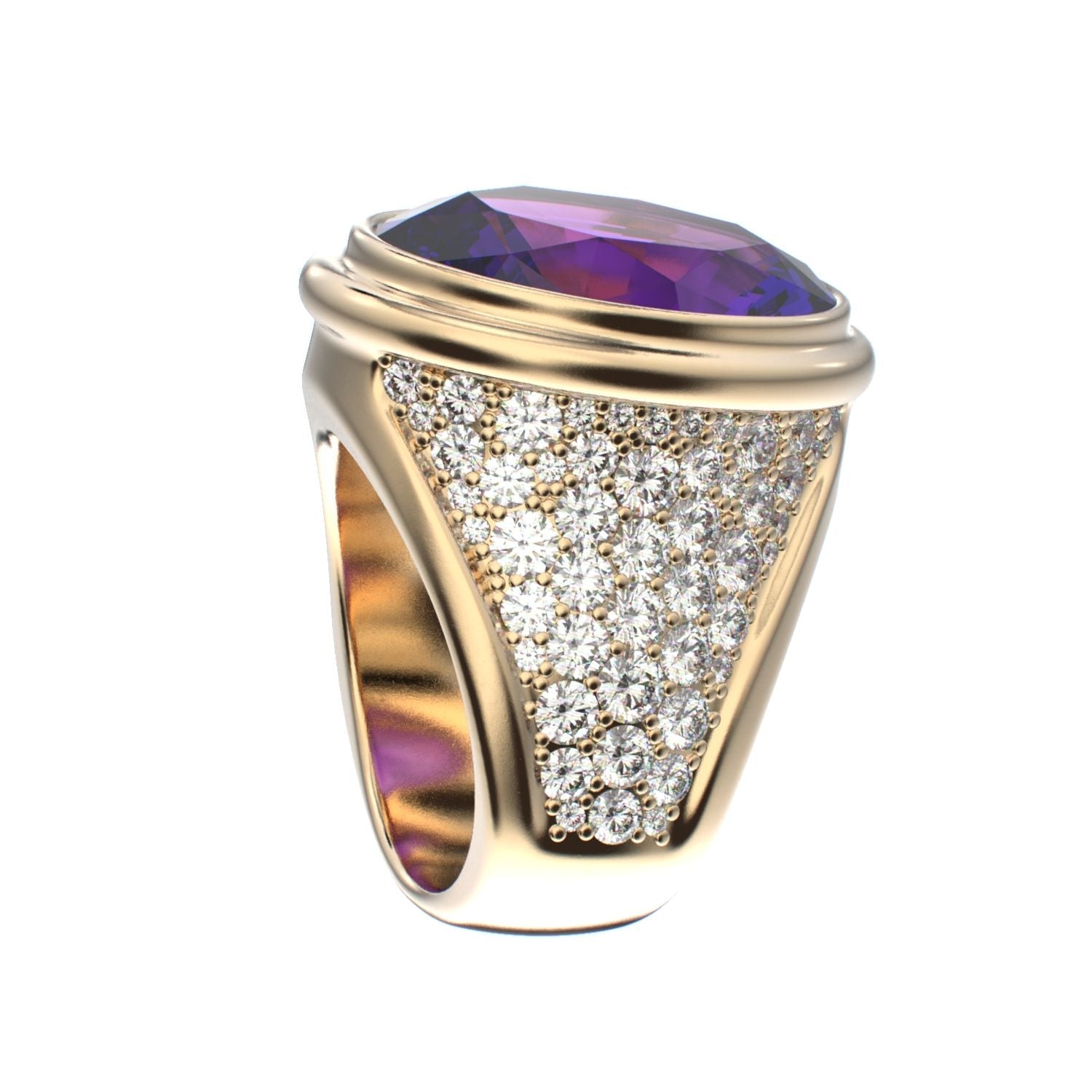 Signature Ring - Amethyst & Diamond - 9ct Gold - BeckonJewel