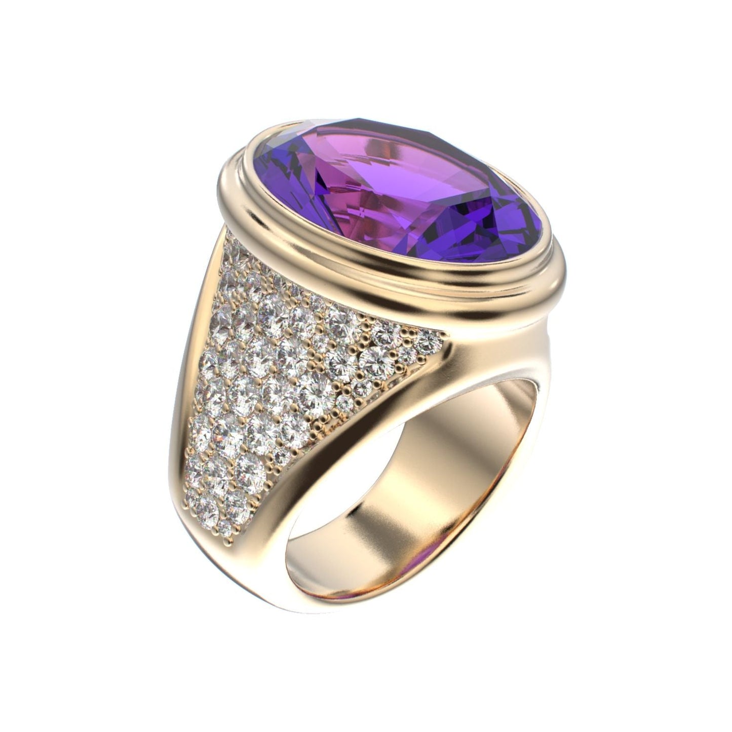 Signature Ring - Amethyst & Diamond - 9ct Gold - BeckonJewel