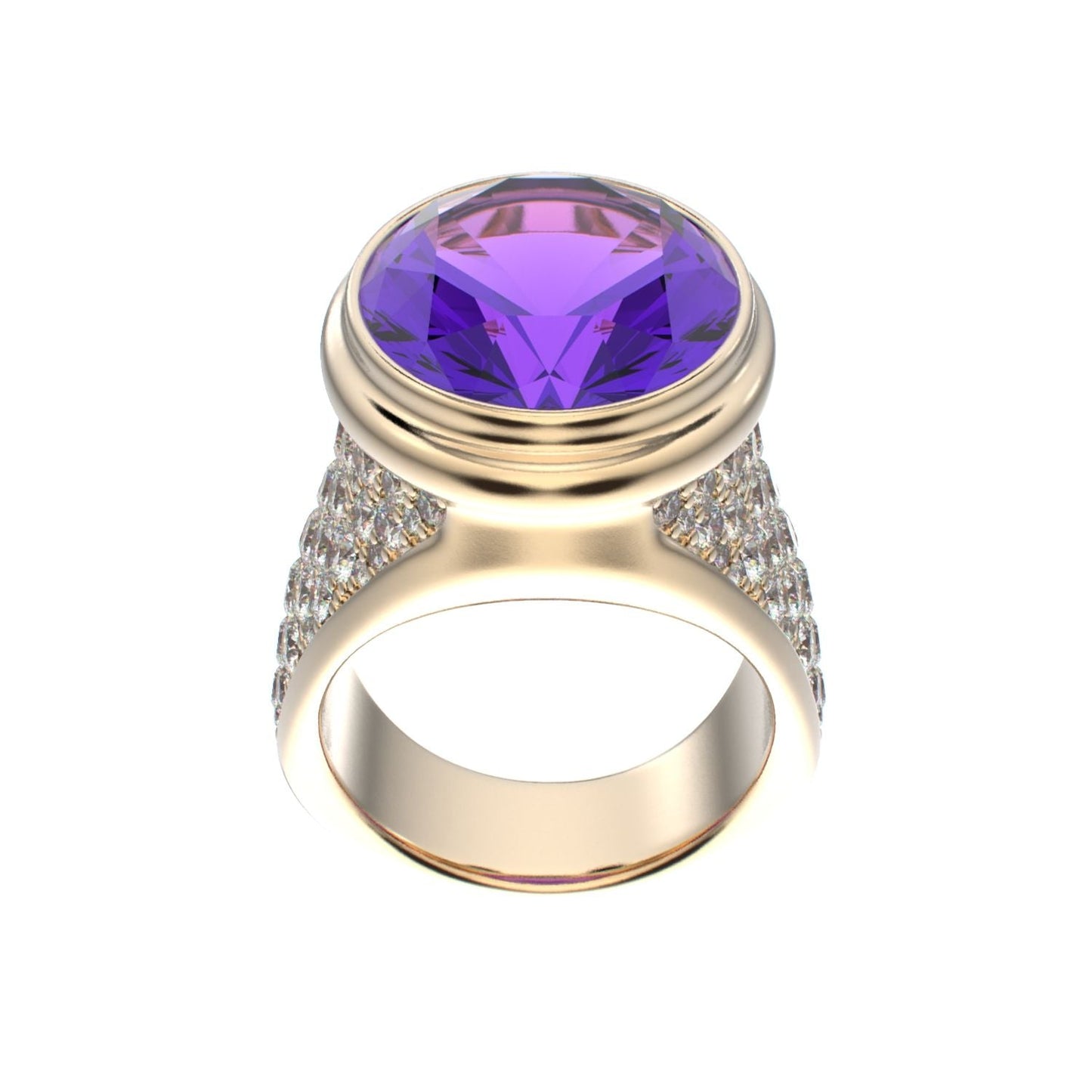 Signature Ring - Amethyst & Diamond - 9ct Gold - BeckonJewel