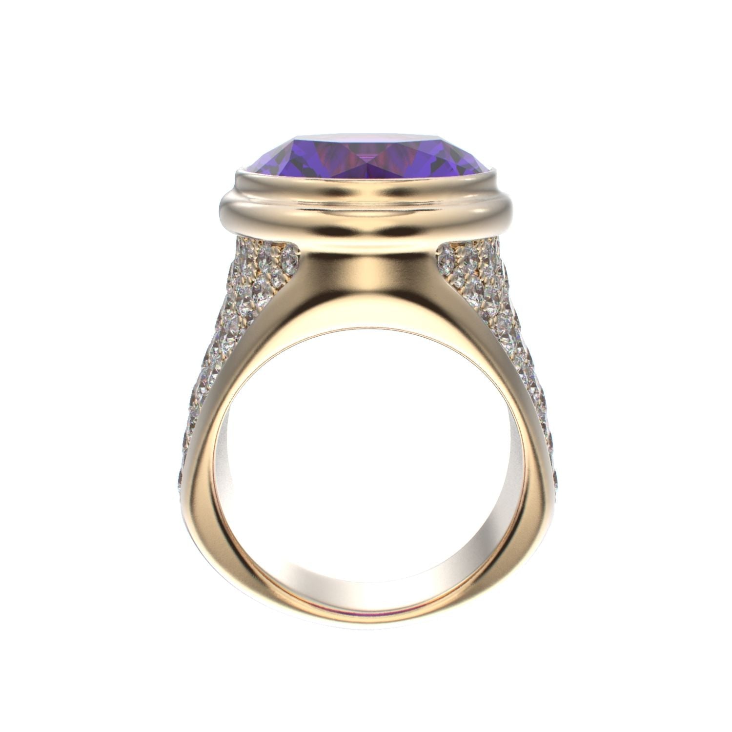 Signature Ring - Amethyst & Diamond - 9ct Gold - BeckonJewel