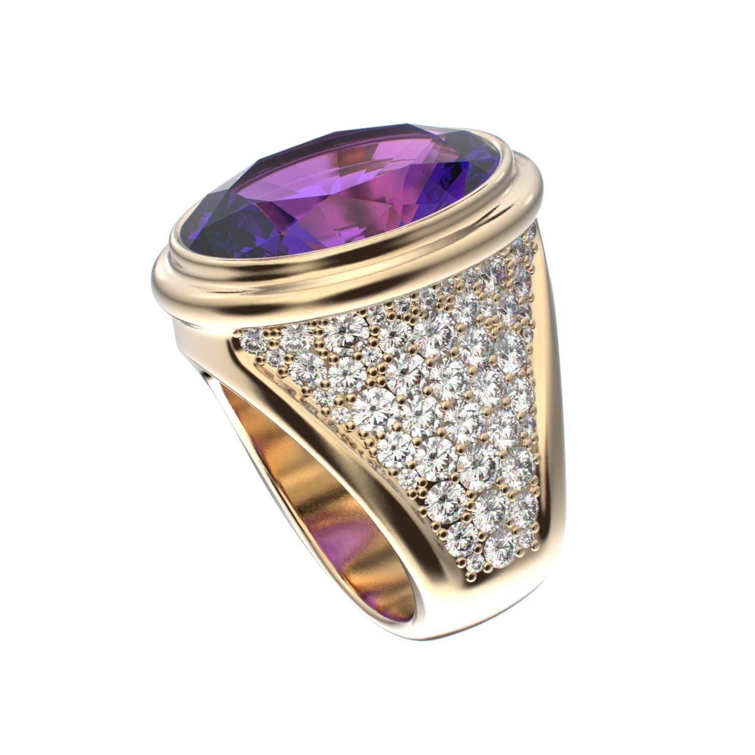 Signature Ring - Amethyst & Diamond - 9ct Gold - BeckonJewel