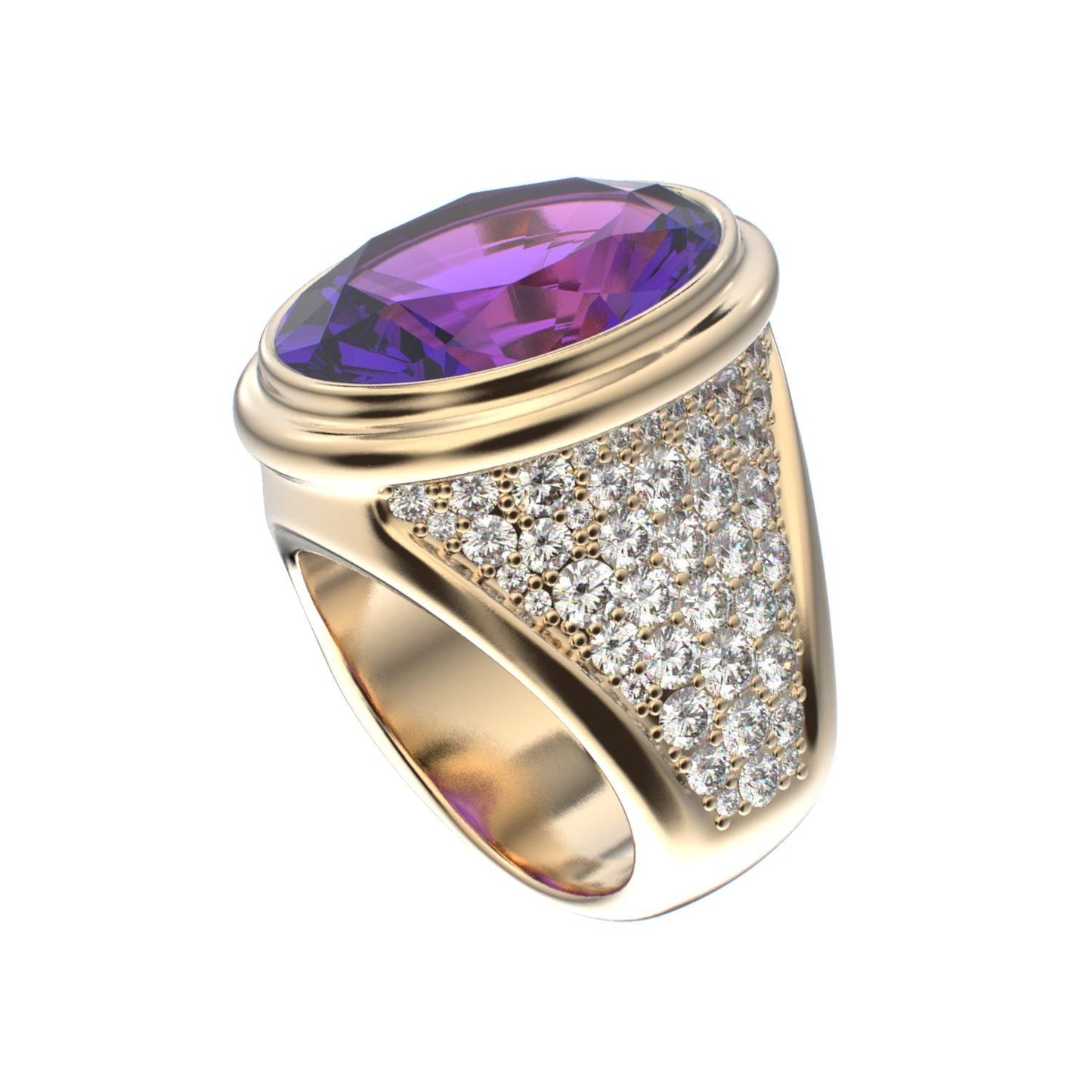 Signature Ring - Amethyst & Diamond - 9ct Gold - BeckonJewel