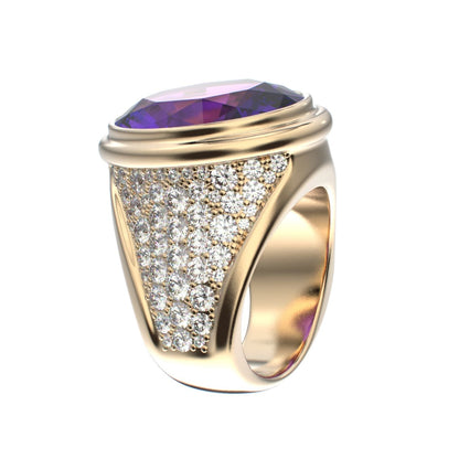 Signature Ring - Amethyst & Diamond - 9ct Gold - BeckonJewel