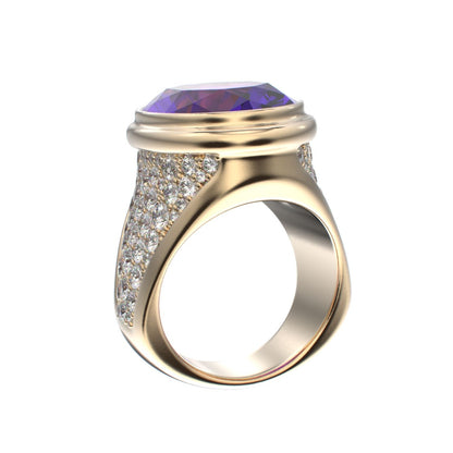 Signature Ring - Amethyst & Diamond - 9ct Gold - BeckonJewel