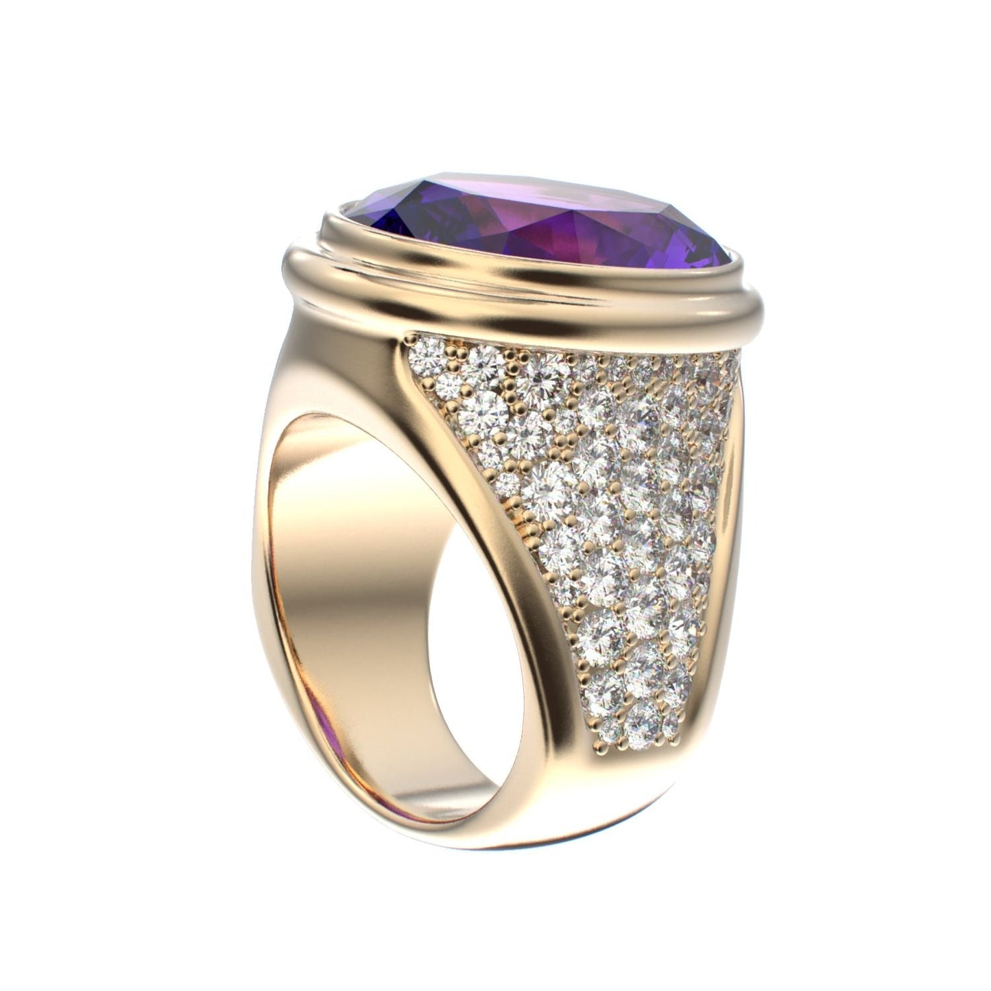 Signature Ring - Amethyst & Diamond - 9ct Gold - BeckonJewel