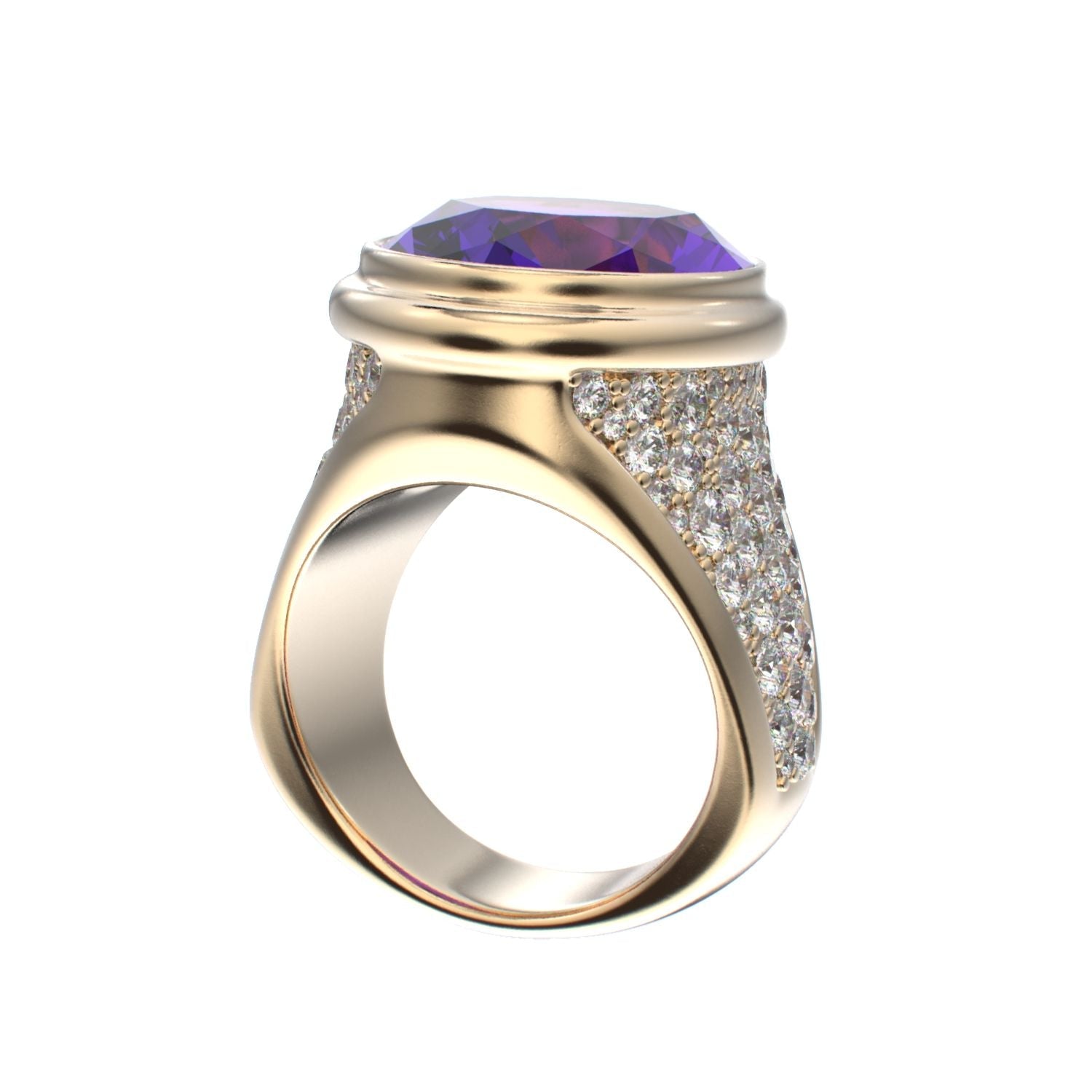 Signature Ring - Amethyst & Diamond - 9ct Gold - BeckonJewel