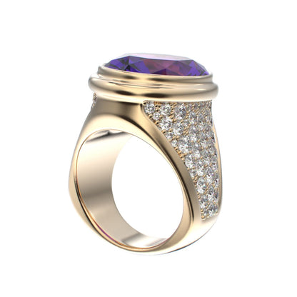 Signature Ring - Amethyst & Diamond - 9ct Gold - BeckonJewel