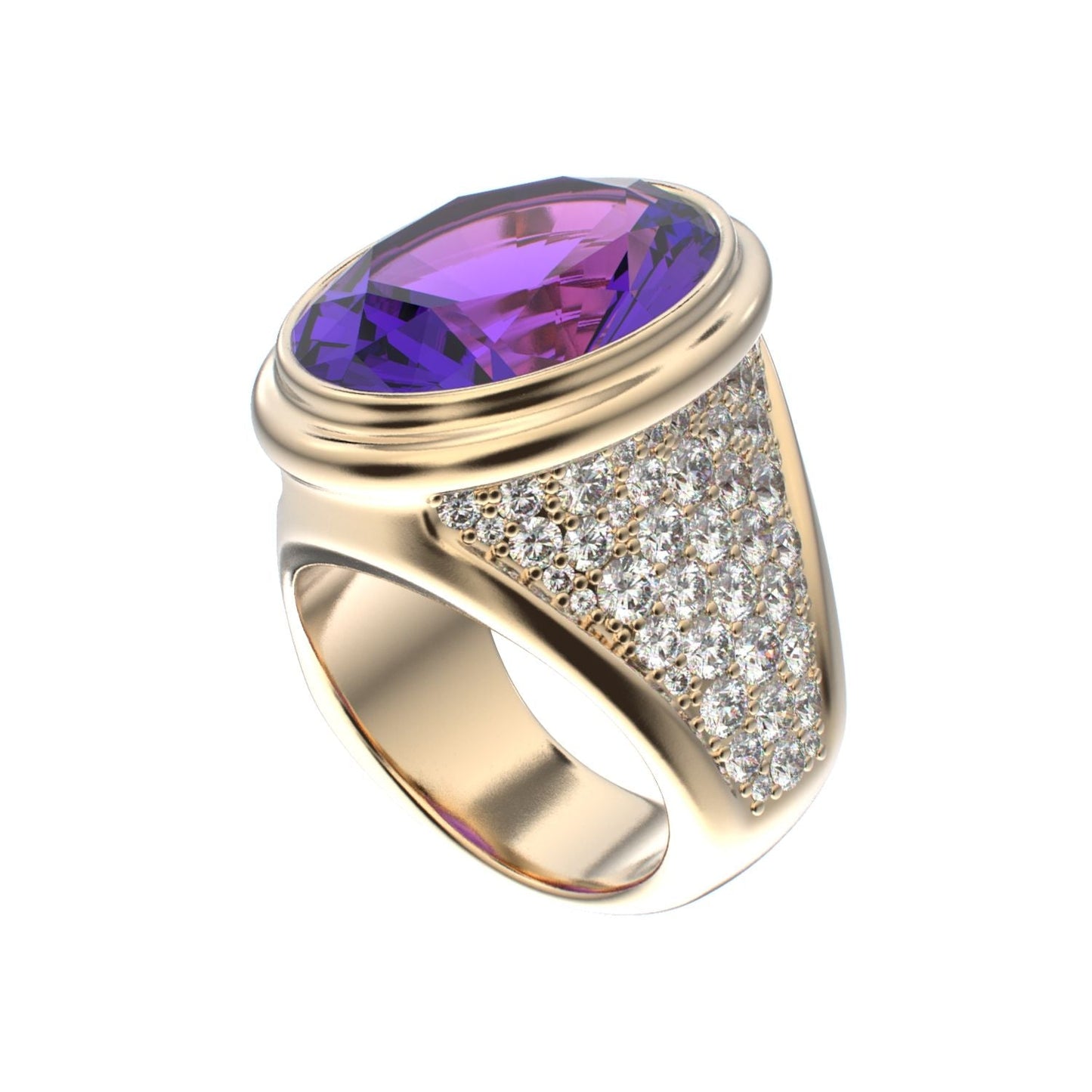 Signature Ring - Amethyst & Diamond - 9ct Gold - BeckonJewel