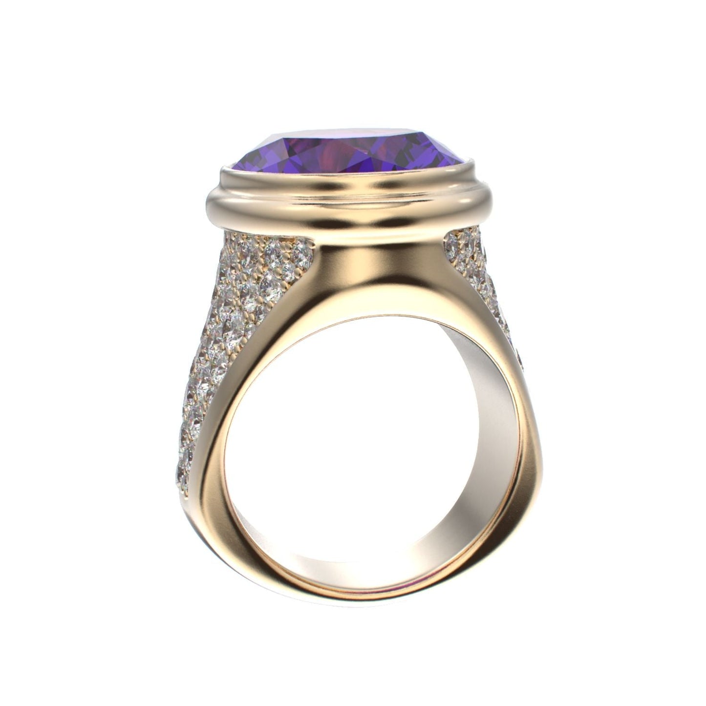 Signature Ring - Amethyst & Diamond - 9ct Gold - BeckonJewel