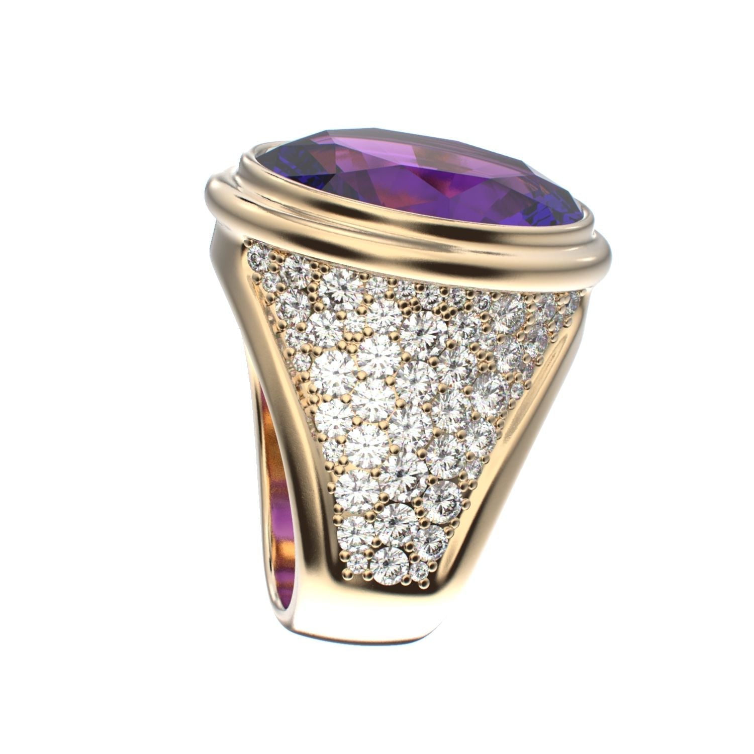 Signature Ring - Amethyst & Diamond - 9ct Gold - BeckonJewel