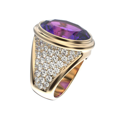 Signature Ring - Amethyst & Diamond - 9ct Gold - BeckonJewel