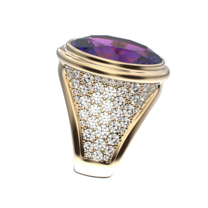 Signature Ring - Amethyst & Diamond - 9ct Gold - BeckonJewel