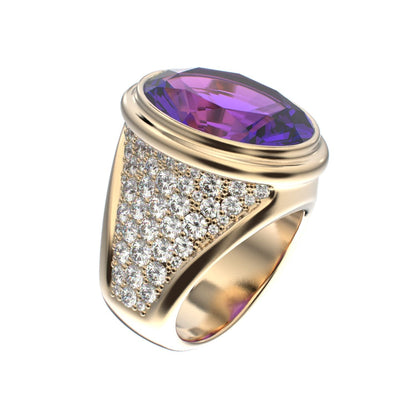 Signature Ring - Amethyst & Diamond - 9ct Gold - BeckonJewel