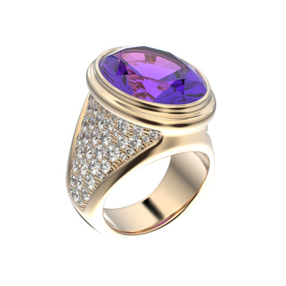 Signature Ring - Amethyst & Diamond - 9ct Gold - BeckonJewel