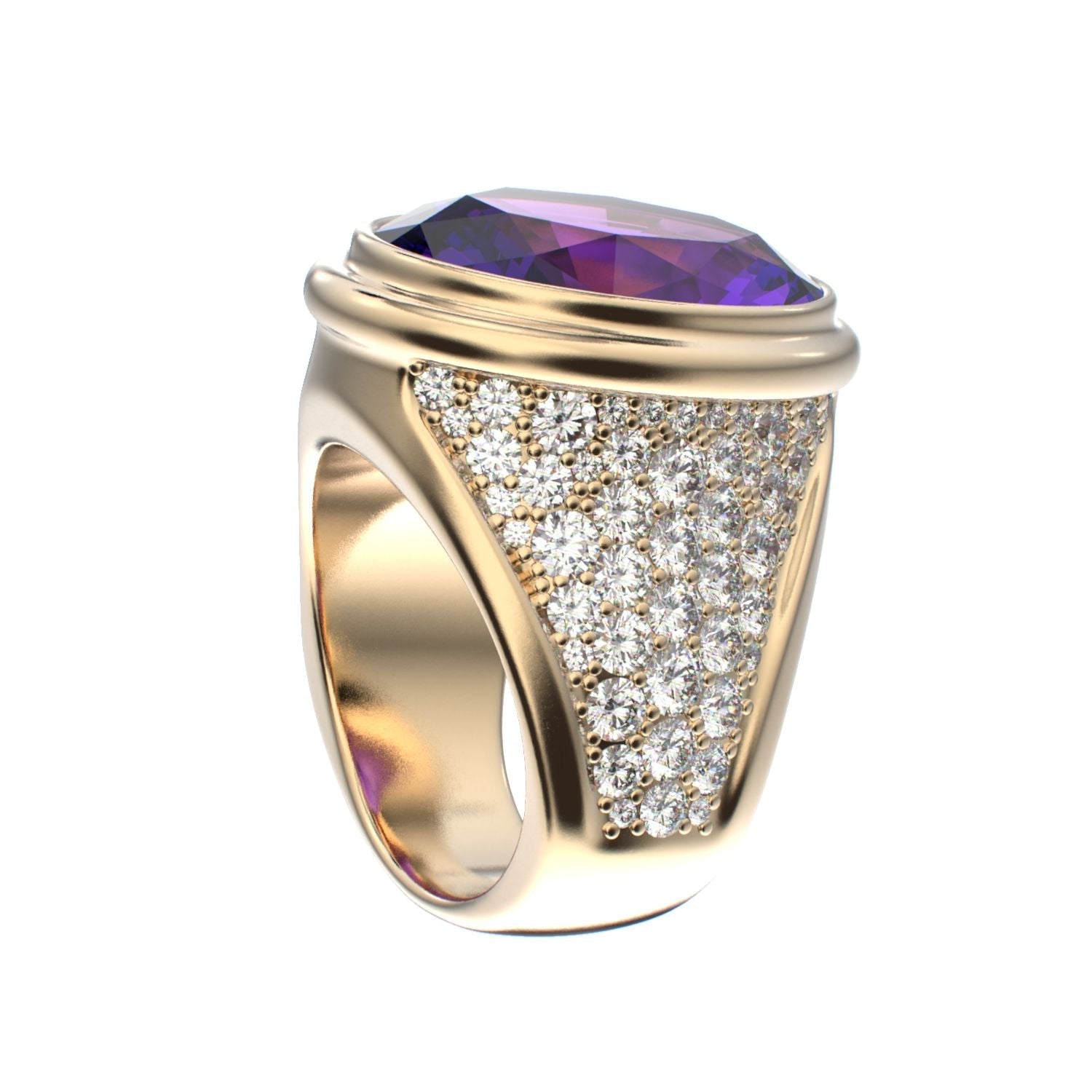 Signature Ring - Amethyst & Diamond - 9ct Gold - BeckonJewel