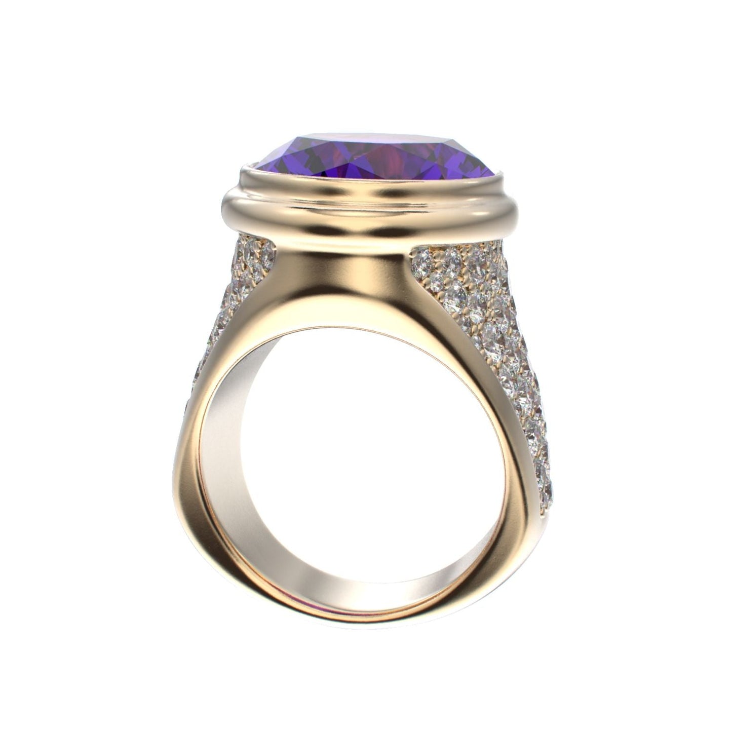 Signature Ring - Amethyst & Diamond - 9ct Gold - BeckonJewel