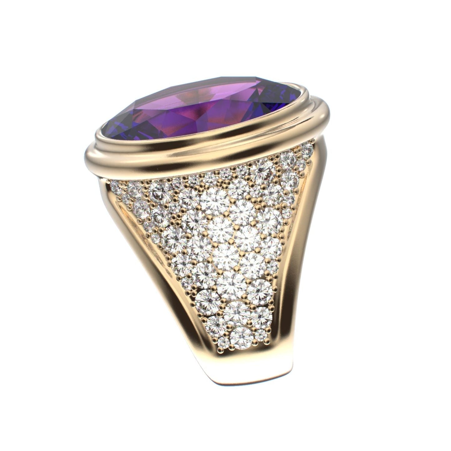 Signature Ring - Amethyst & Diamond - 9ct Gold - BeckonJewel