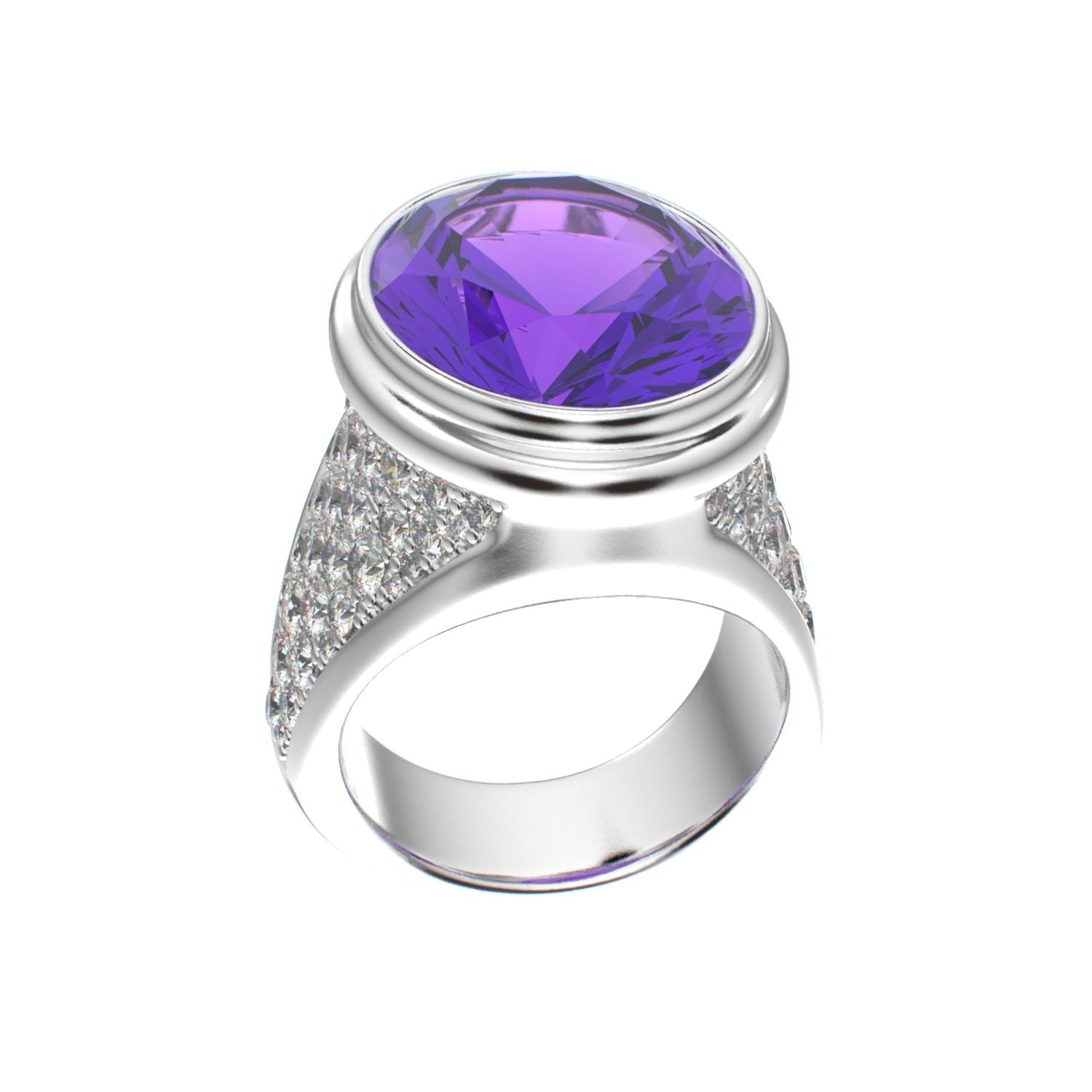 Signature Ring - Amethyst & Moissanite - 925 Silver - BeckonJewel