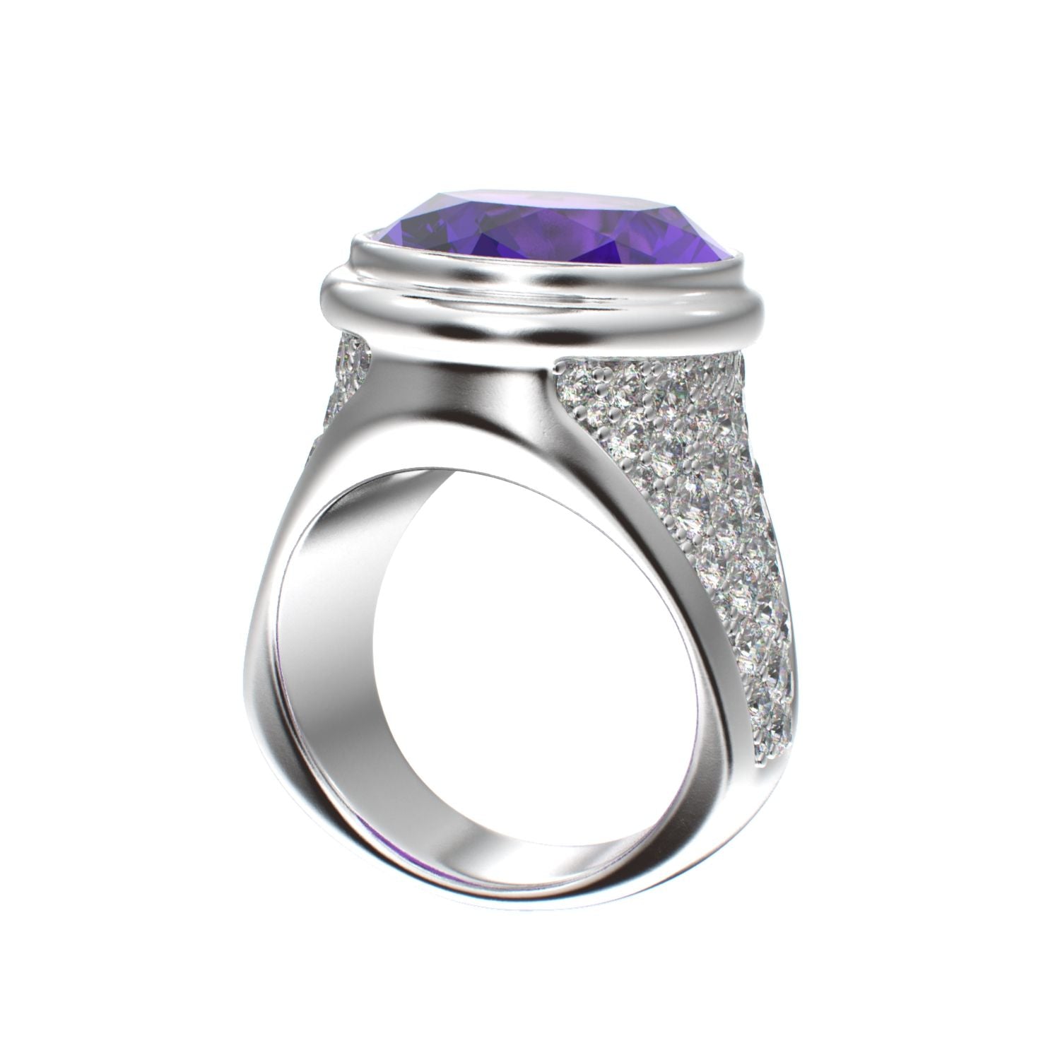 Signature Ring - Amethyst & Moissanite - 925 Silver - BeckonJewel