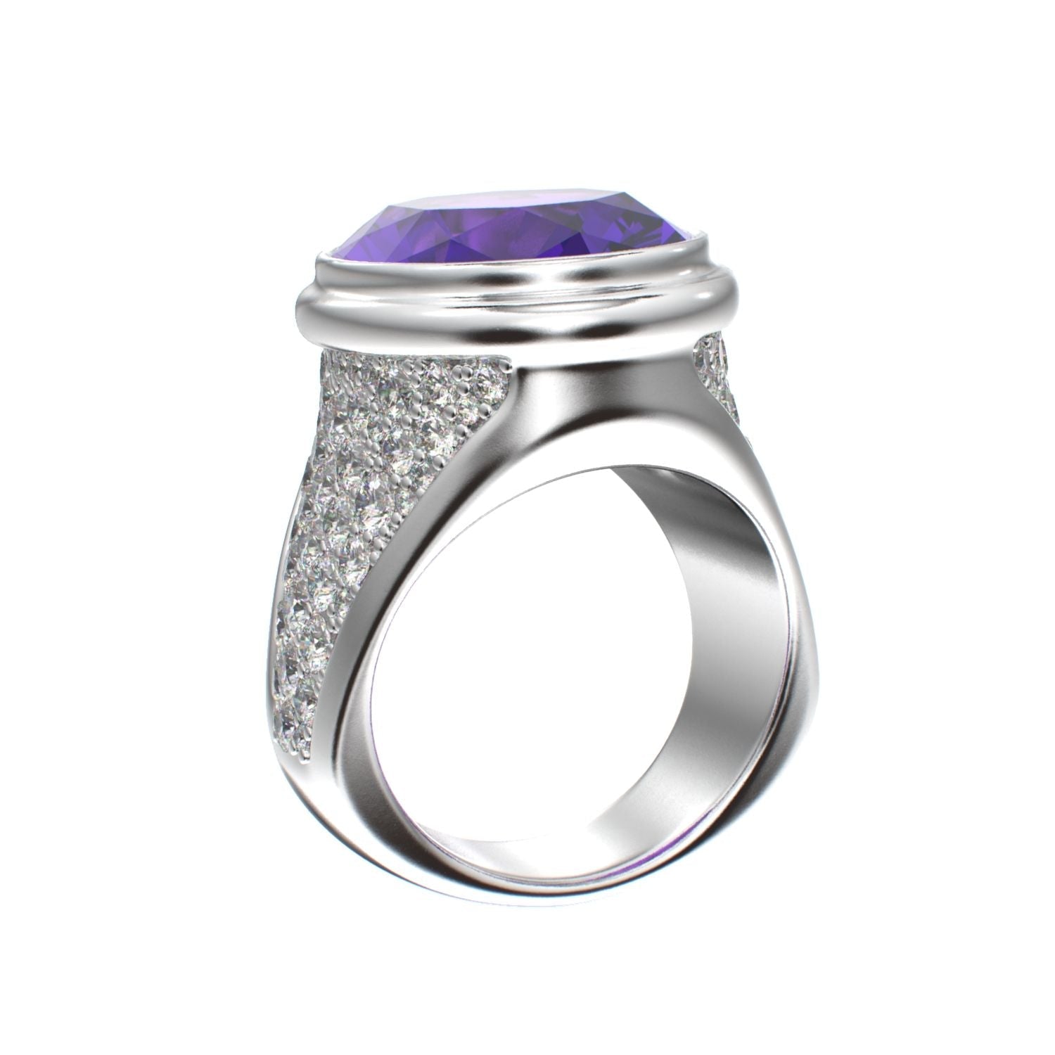 Signature Ring - Amethyst & Moissanite - 925 Silver - BeckonJewel