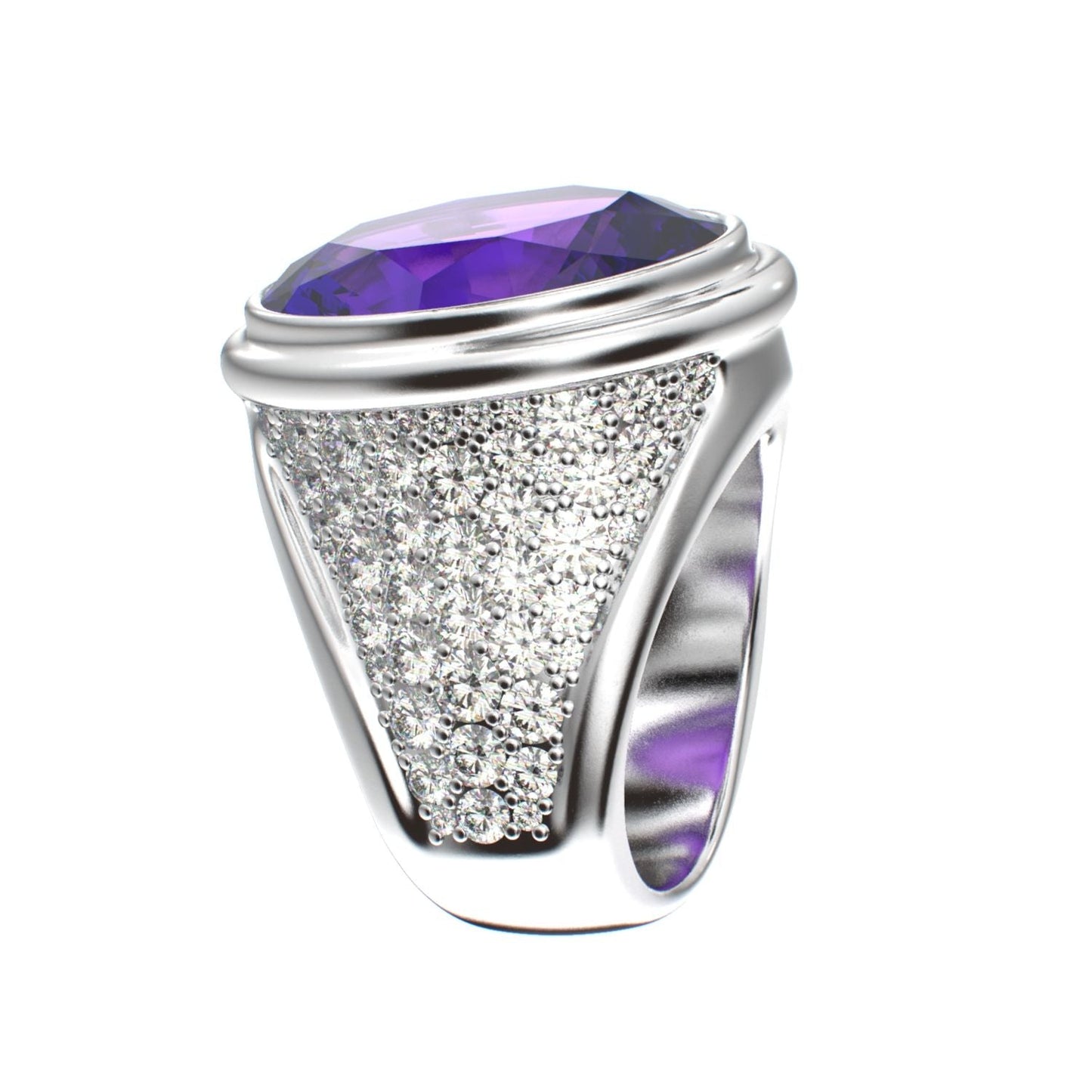 Signature Ring - Amethyst & Moissanite - 925 Silver - BeckonJewel