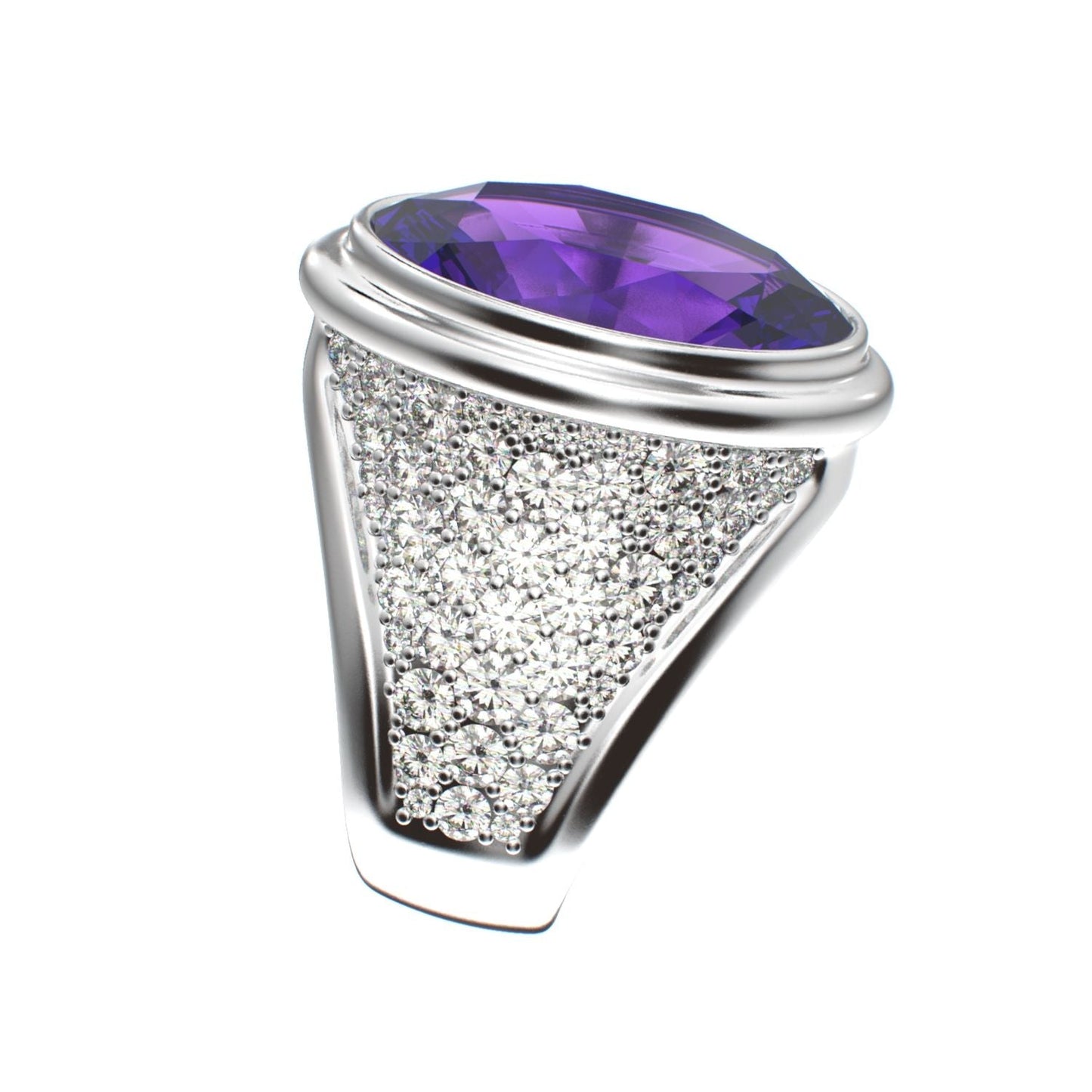 Signature Ring - Amethyst & Moissanite - 925 Silver - BeckonJewel