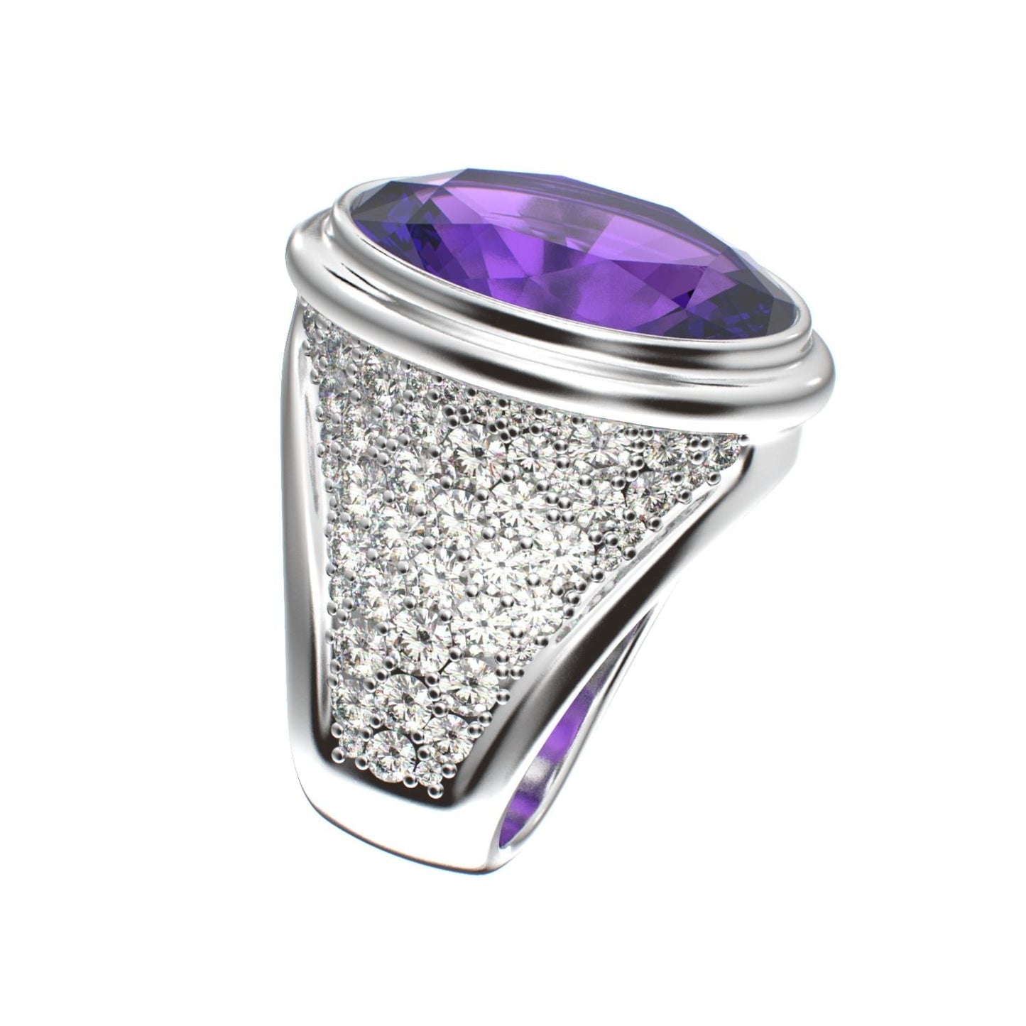 Signature Ring - Amethyst & Moissanite - 925 Silver - BeckonJewel