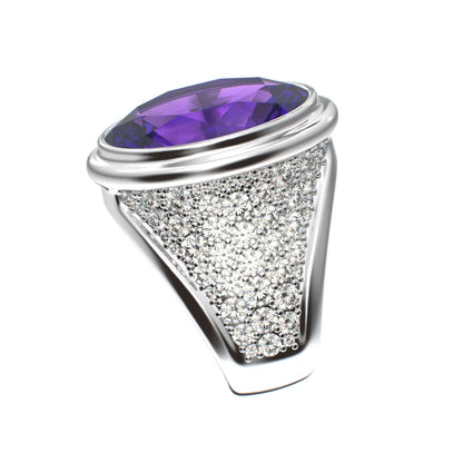 Signature Ring - Amethyst & Moissanite - 925 Silver - BeckonJewel