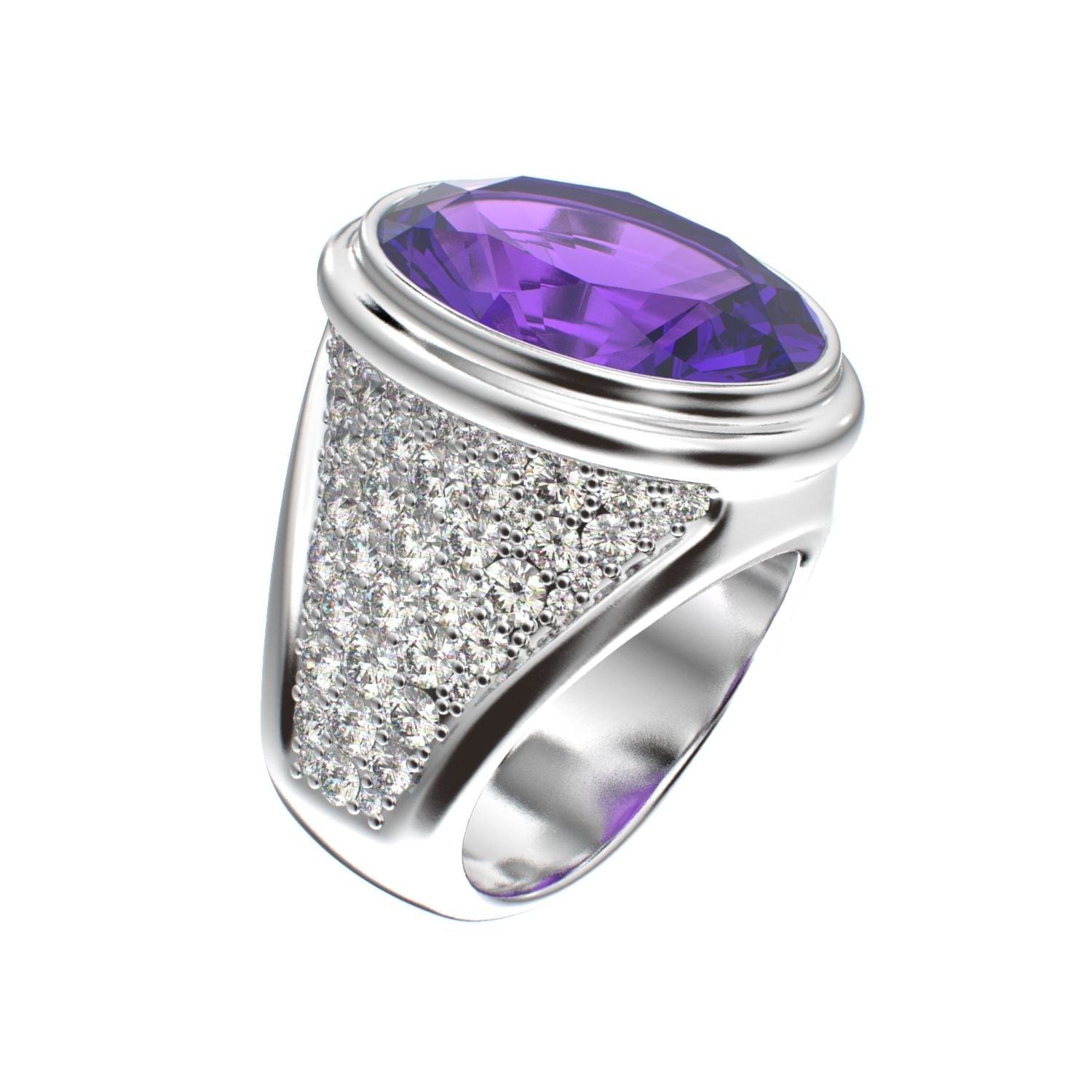 Signature Ring - Amethyst & Moissanite - 925 Silver - BeckonJewel