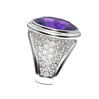 Signature Ring - Amethyst & Moissanite - 925 Silver - BeckonJewel