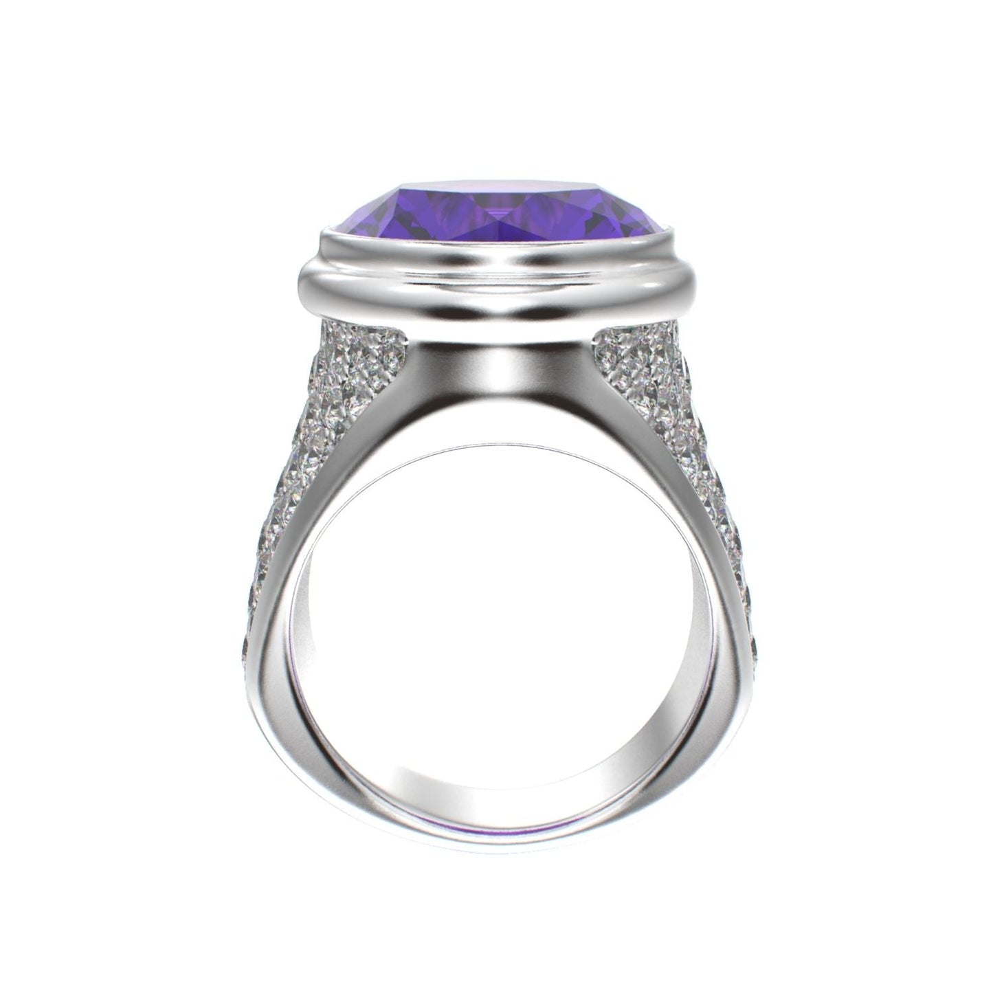 Signature Ring - Amethyst & Moissanite - 925 Silver - BeckonJewel