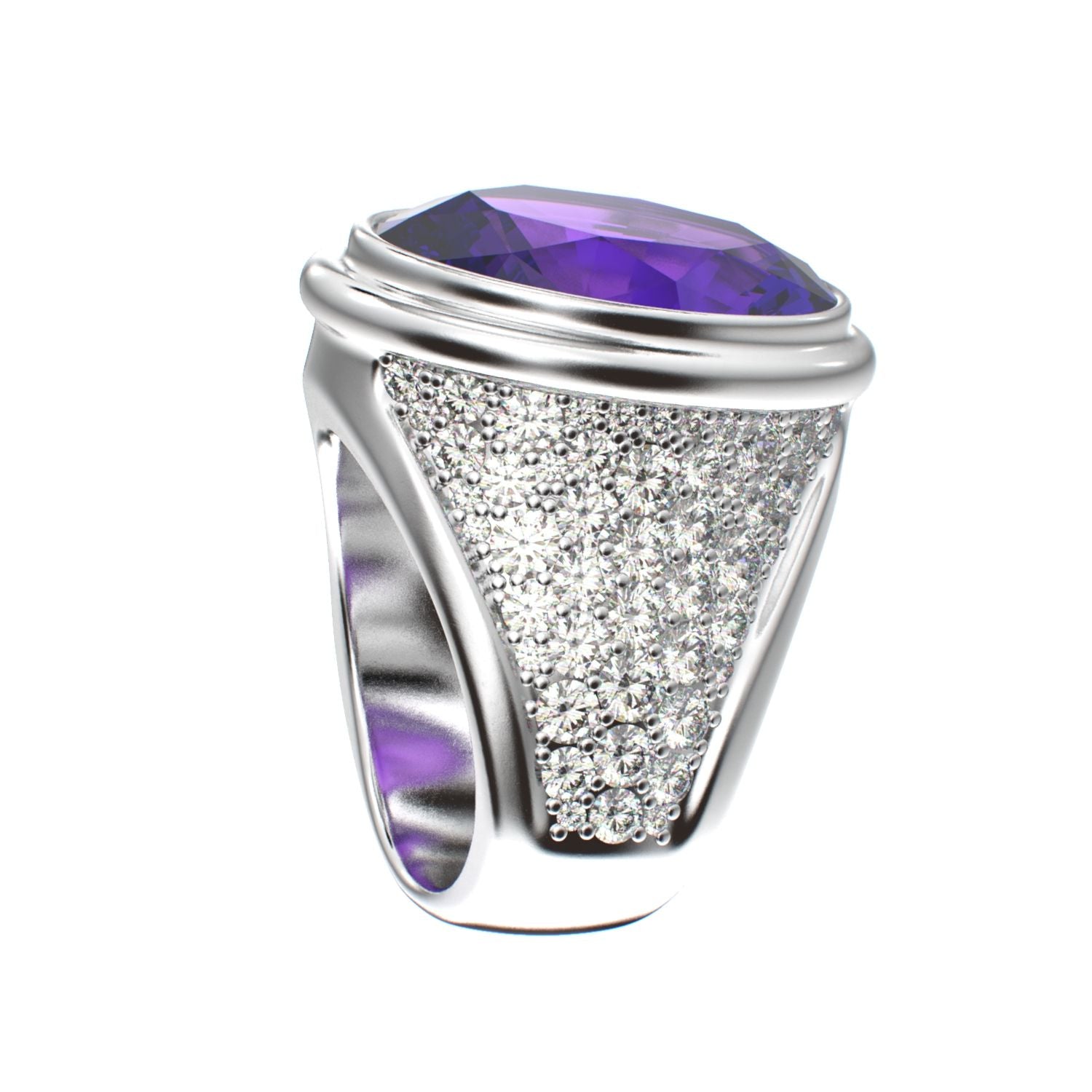 Signature Ring - Amethyst & Moissanite - 925 Silver - BeckonJewel