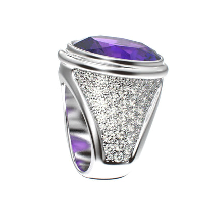 Signature Ring - Amethyst & Moissanite - 925 Silver - BeckonJewel