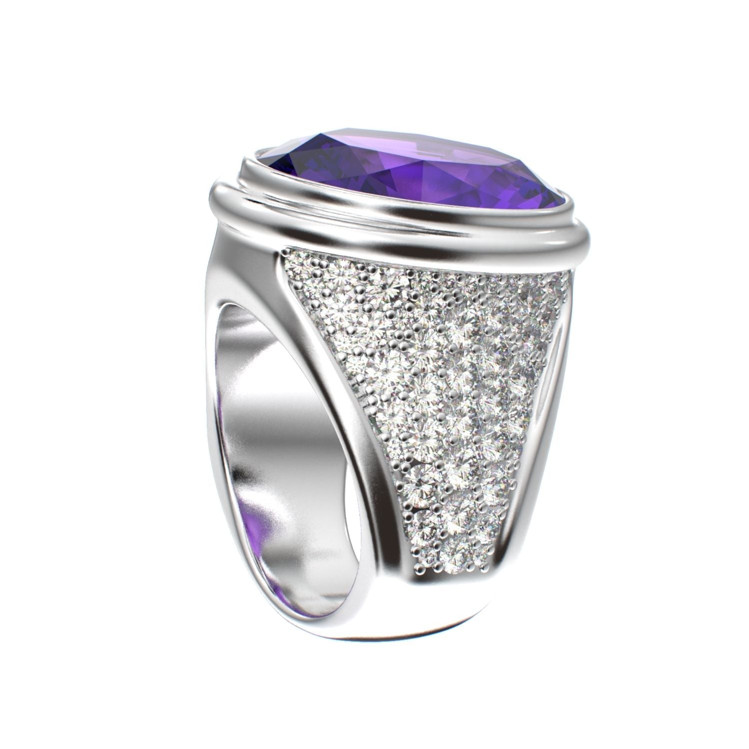 Signature Ring - Amethyst & Moissanite - 925 Silver - BeckonJewel