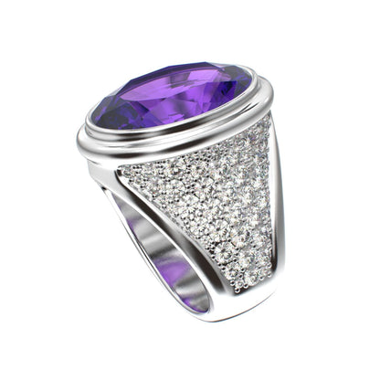 Signature Ring - Amethyst & Moissanite - 925 Silver - BeckonJewel