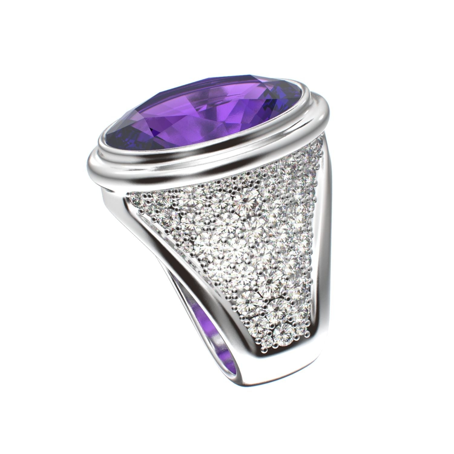 Signature Ring - Amethyst & Moissanite - 925 Silver - BeckonJewel