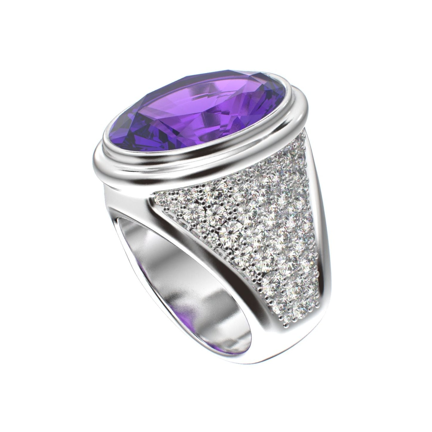 Signature Ring - Amethyst & Moissanite - 925 Silver - BeckonJewel