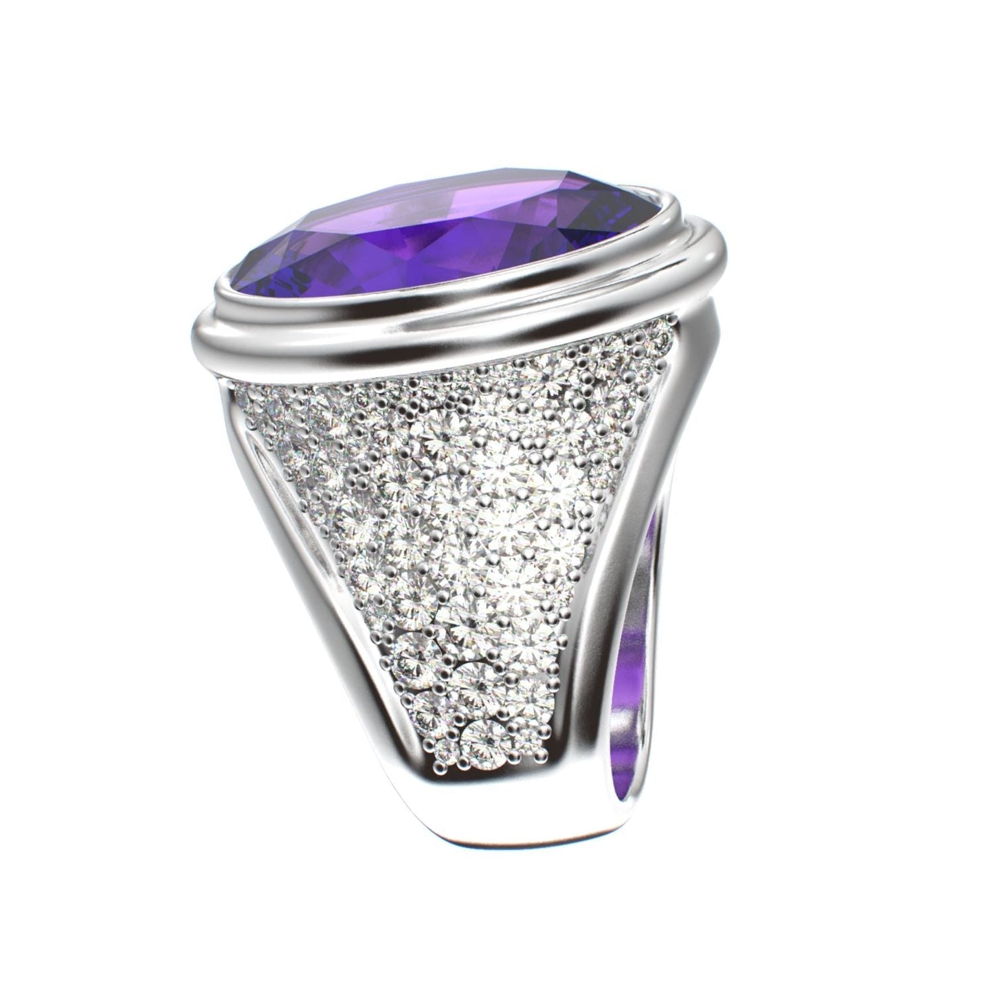 Signature Ring - Amethyst & Moissanite - 925 Silver - BeckonJewel