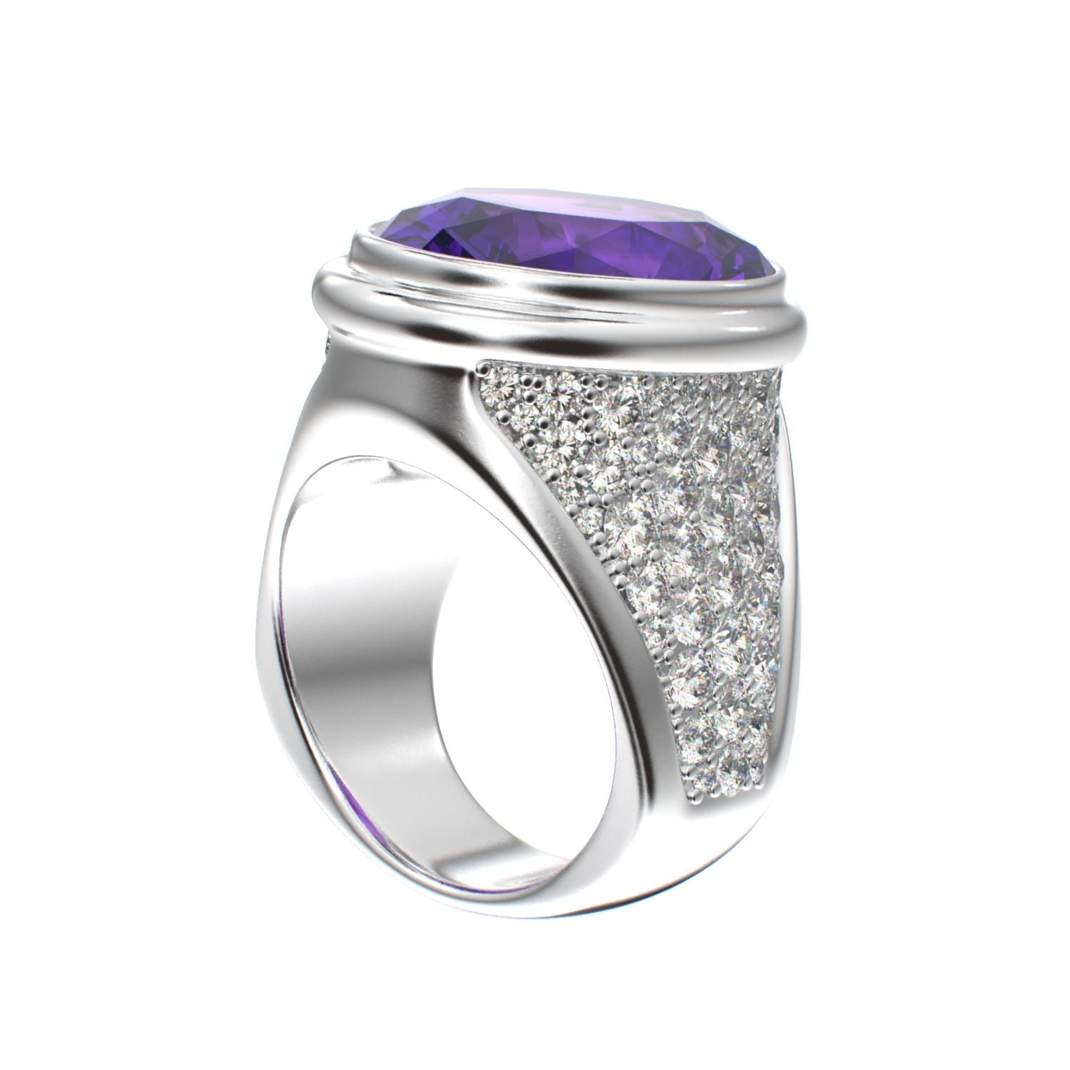 Signature Ring - Amethyst & Moissanite - 925 Silver - BeckonJewel