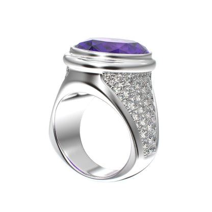 Signature Ring - Amethyst & Moissanite - 925 Silver - BeckonJewel