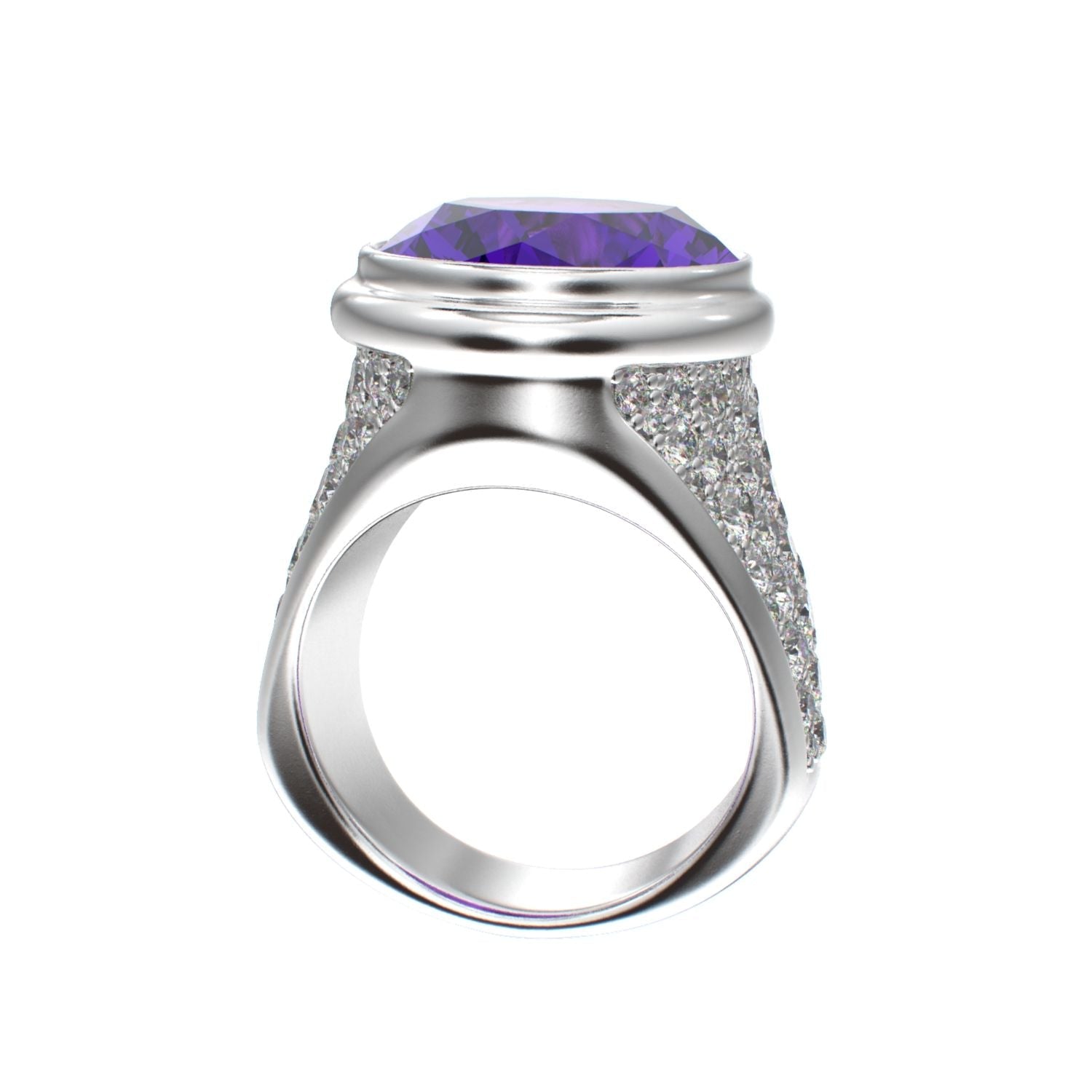 Signature Ring - Amethyst & Moissanite - 925 Silver - BeckonJewel