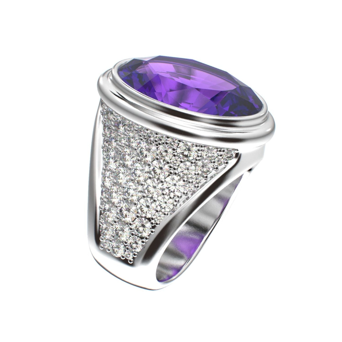 Signature Ring - Amethyst & Moissanite - 925 Silver - BeckonJewel