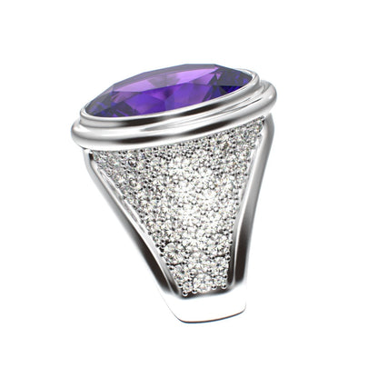 Signature Ring - Amethyst & Moissanite - 925 Silver - BeckonJewel