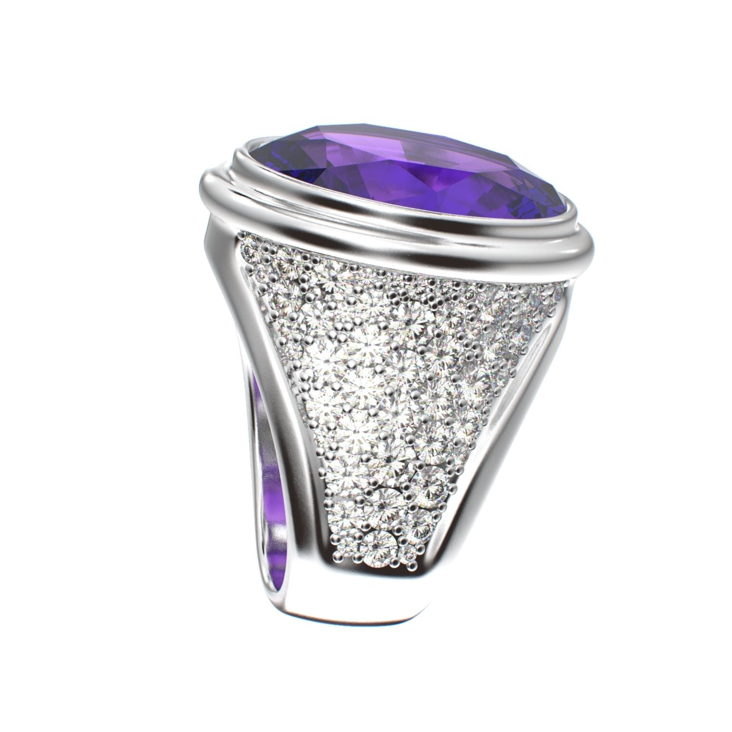 Signature Ring - Amethyst & Moissanite - 925 Silver - BeckonJewel