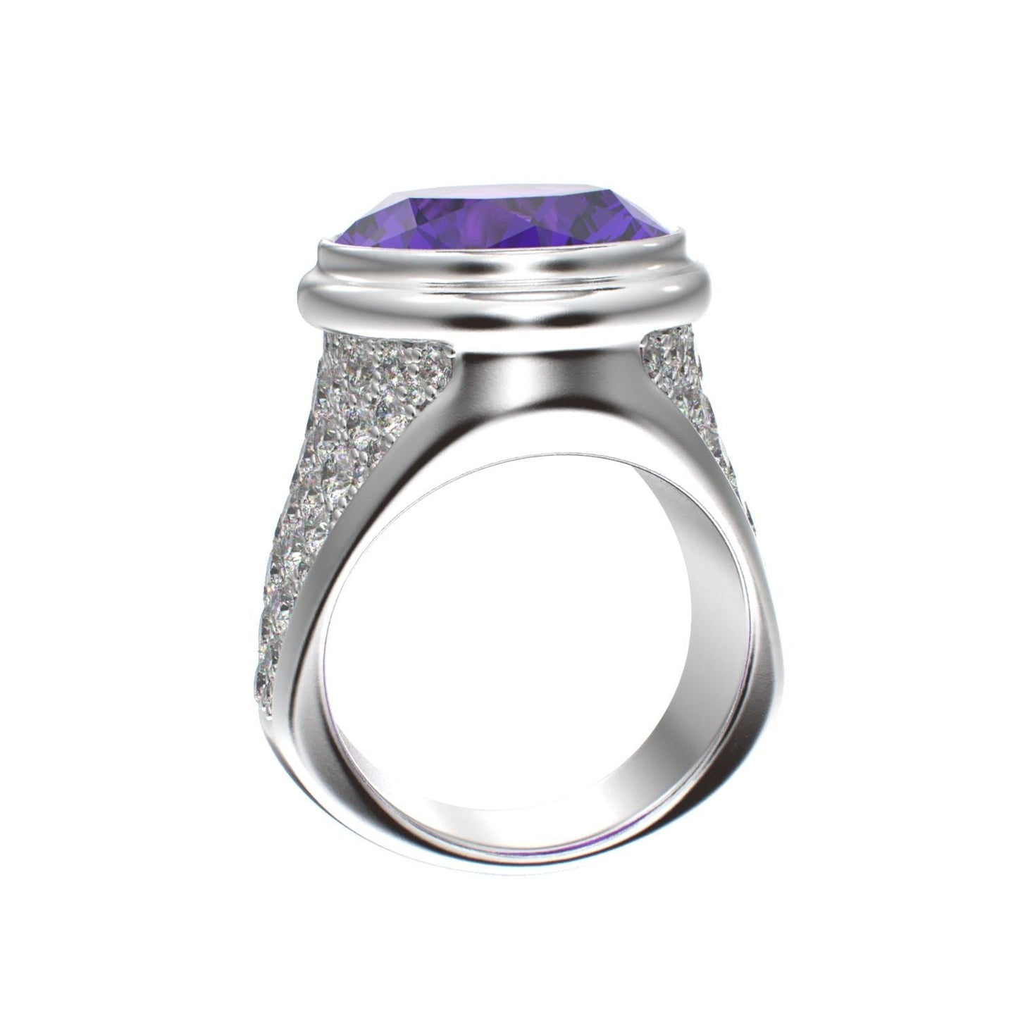 Signature Ring - Amethyst & Moissanite - 925 Silver - BeckonJewel