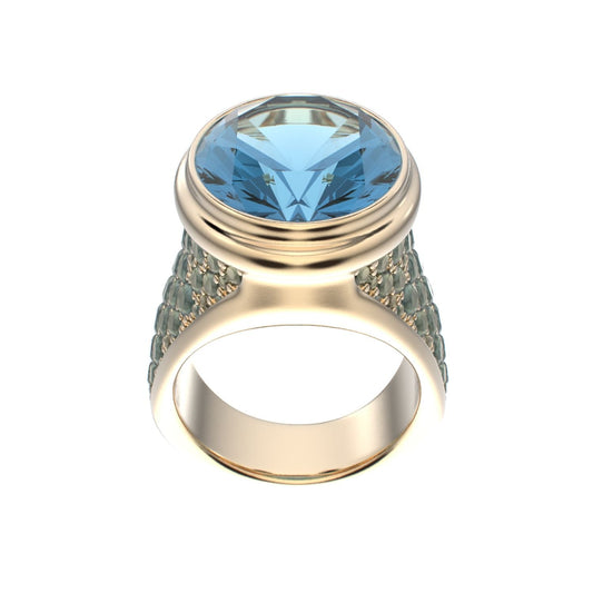 Signature Ring - Aquamarine - 9ct Gold - BeckonJewel