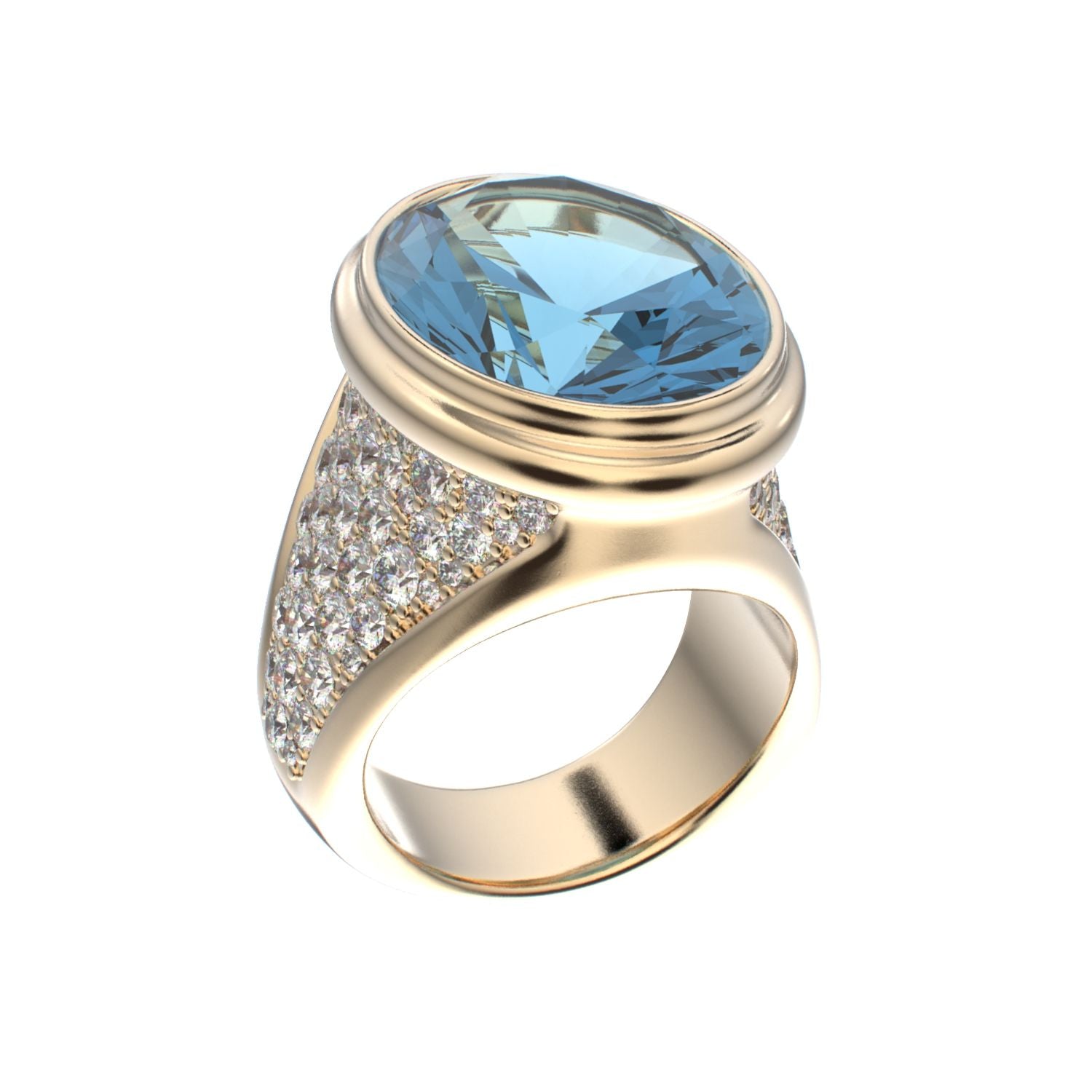 Signature Ring - Aquamarine & Diamond - 9ct Gold - BeckonJewel