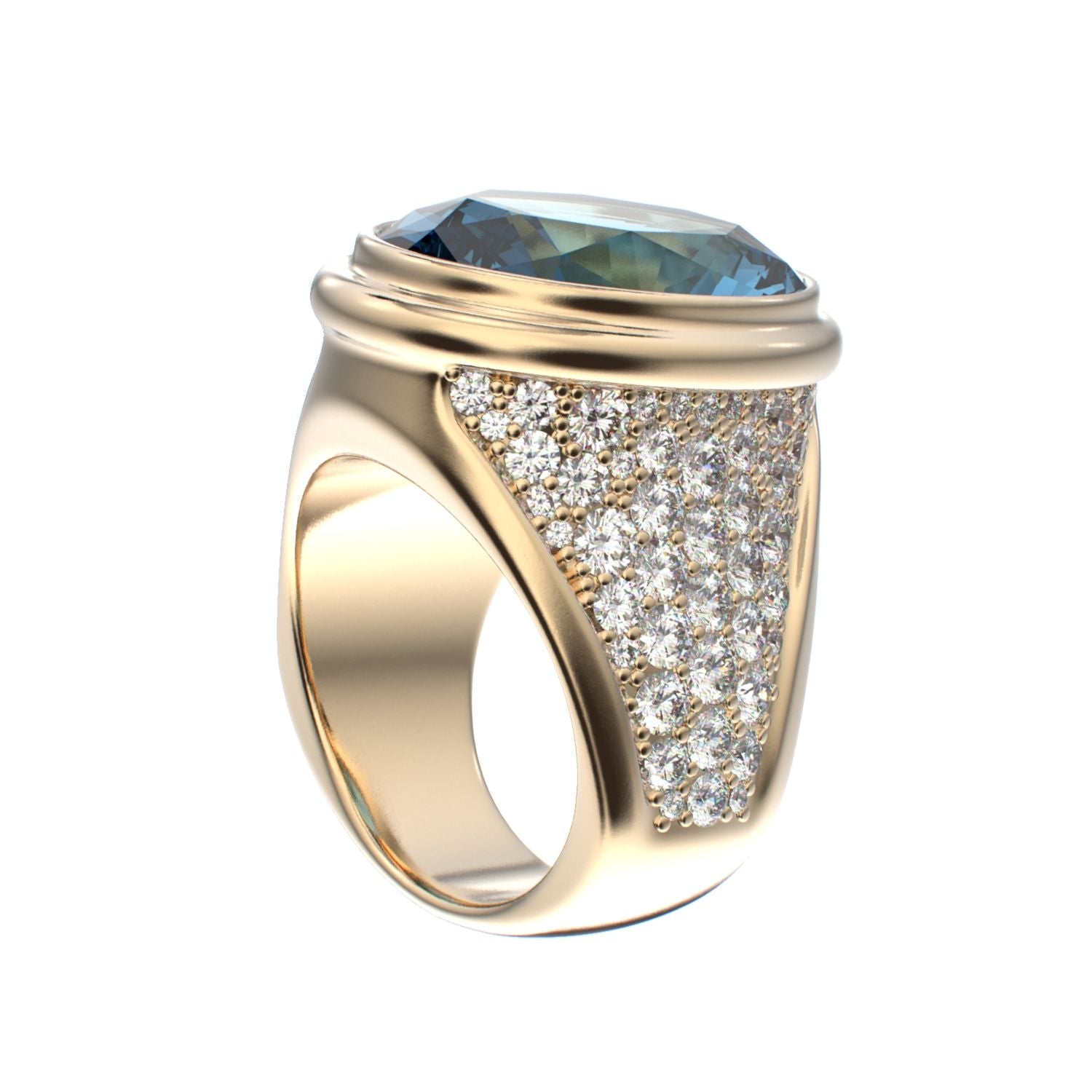 Signature Ring - Aquamarine & Diamond - 9ct Gold - BeckonJewel