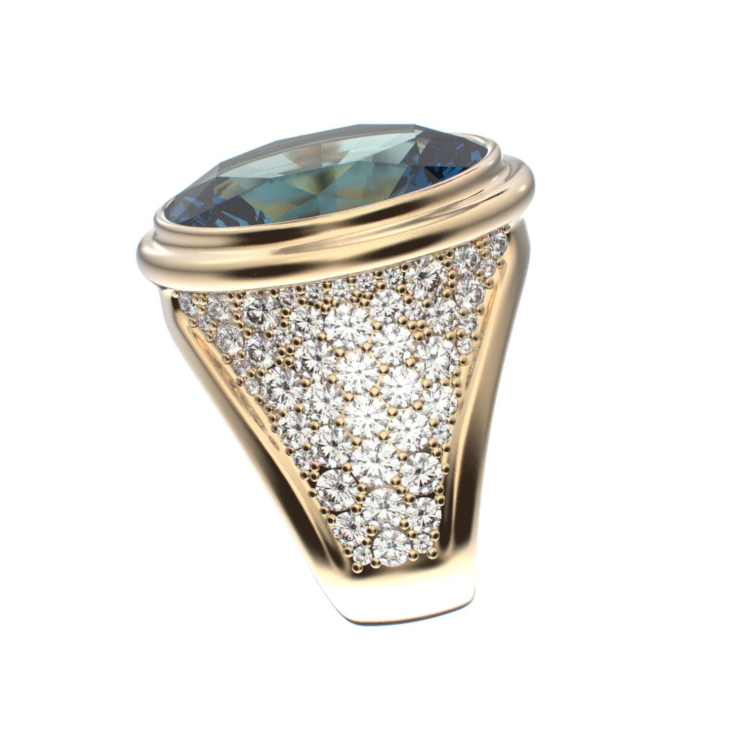 Signature Ring - Aquamarine & Diamond - 9ct Gold - BeckonJewel